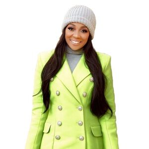 Balmain Neon Yellow Double-Breasted Coat